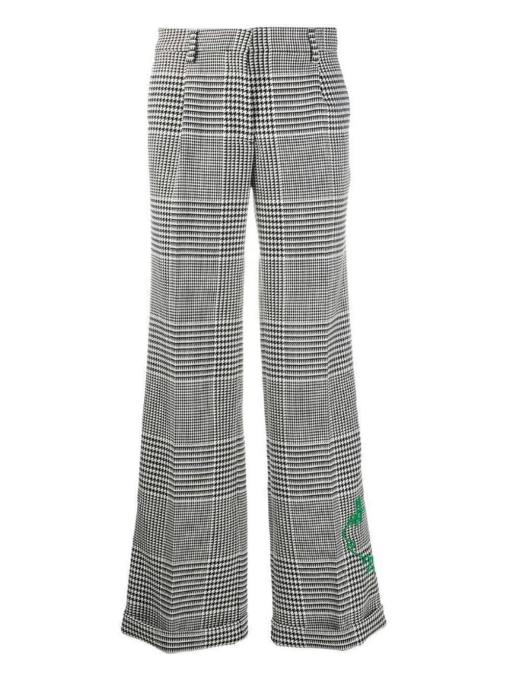 $885 Off-White Black White Herringbone Plaid Trouser Embroidered Pants sz 4/40